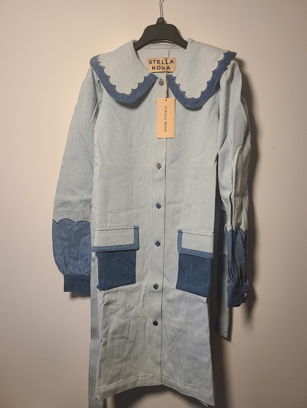 Stella Nova Light Denim Selene Dress with Scalloped Collar Womens Size (36)
